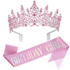 Birthday Sash And Crown Birthday Tiara Birthday Sash Rhinestone Birthday Crown