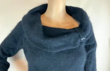 Twiggy 70% Angora Rabbit Hair Sweater Cowl Neck Long Sleeve Black Stretch Size S