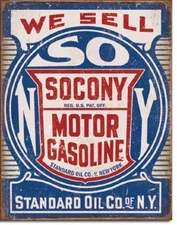 STANDARD OIL CO. WE SELL SOCONY GASOLINE TIN SIGN