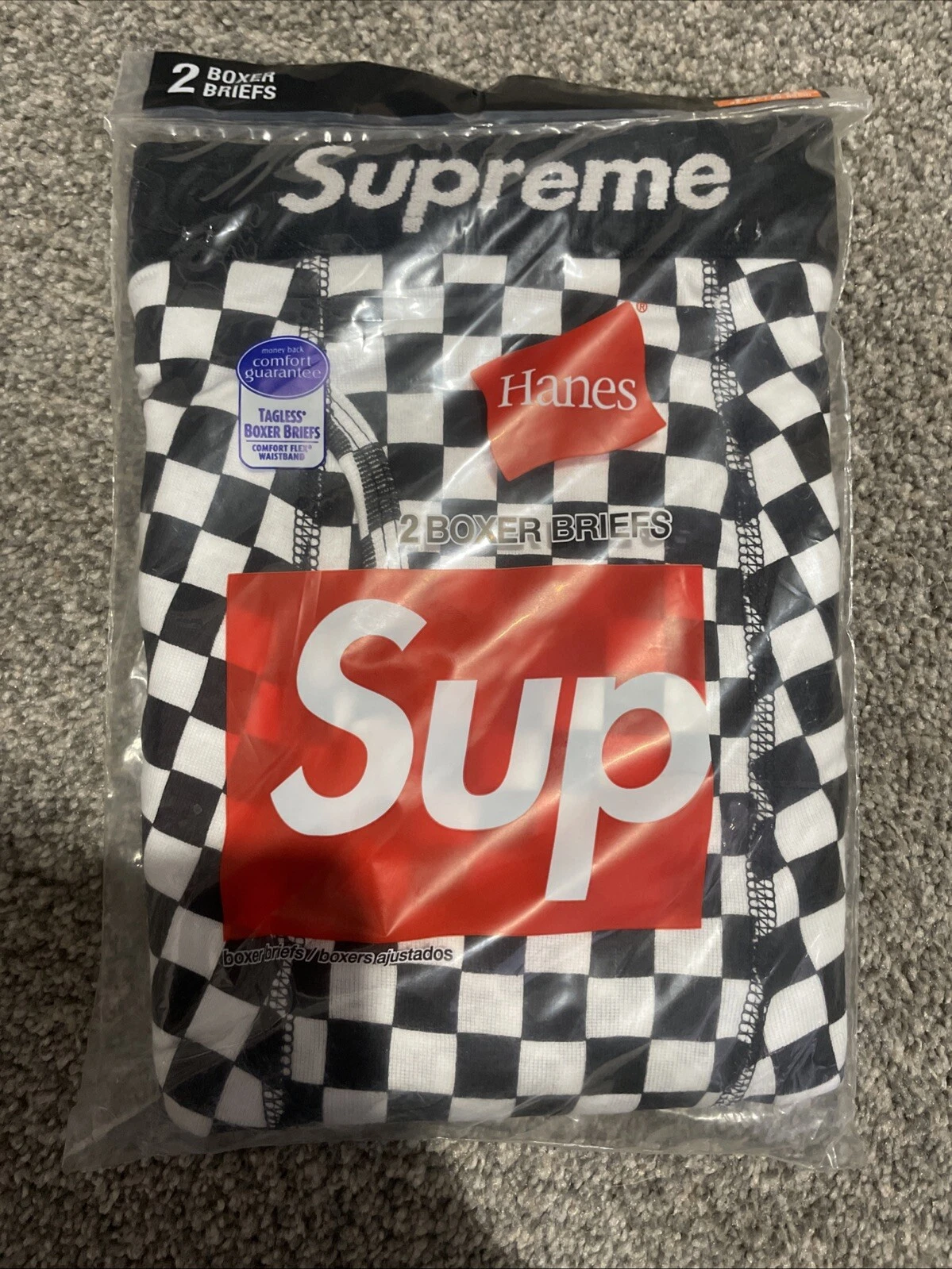 Boxer slip Supreme x Hanes NEUF   moyen   lot de 2   à carreaux