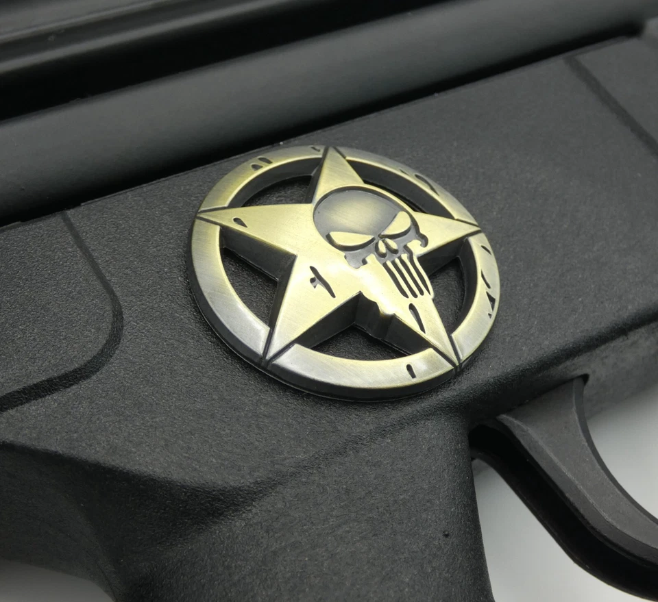 1X AR-15 AR15 Rifle Decal Emblem Punisher Theme (Bronze) Zinc Alloy - Image 4 of 4