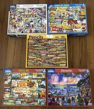 Lot of Five White Mountain 1000 Piece Puzzles - COMPLETE 