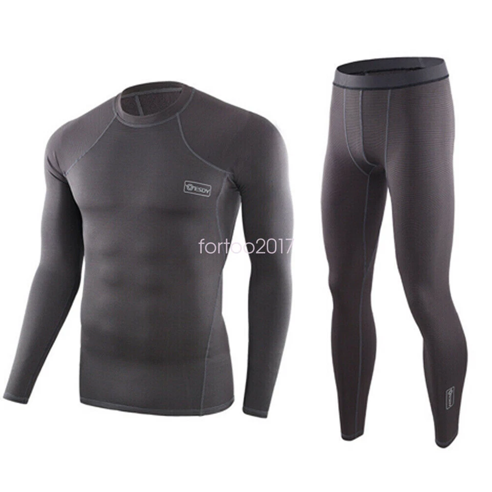 ESDY Mens Thermal Compression Shirt Long Base Layer Warm Underwear Top Pants Set - Image 4 of 4