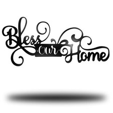 Wall Decor Sign Bless Our Home Metal Wall Decor Black Metal Wall Decorations ...