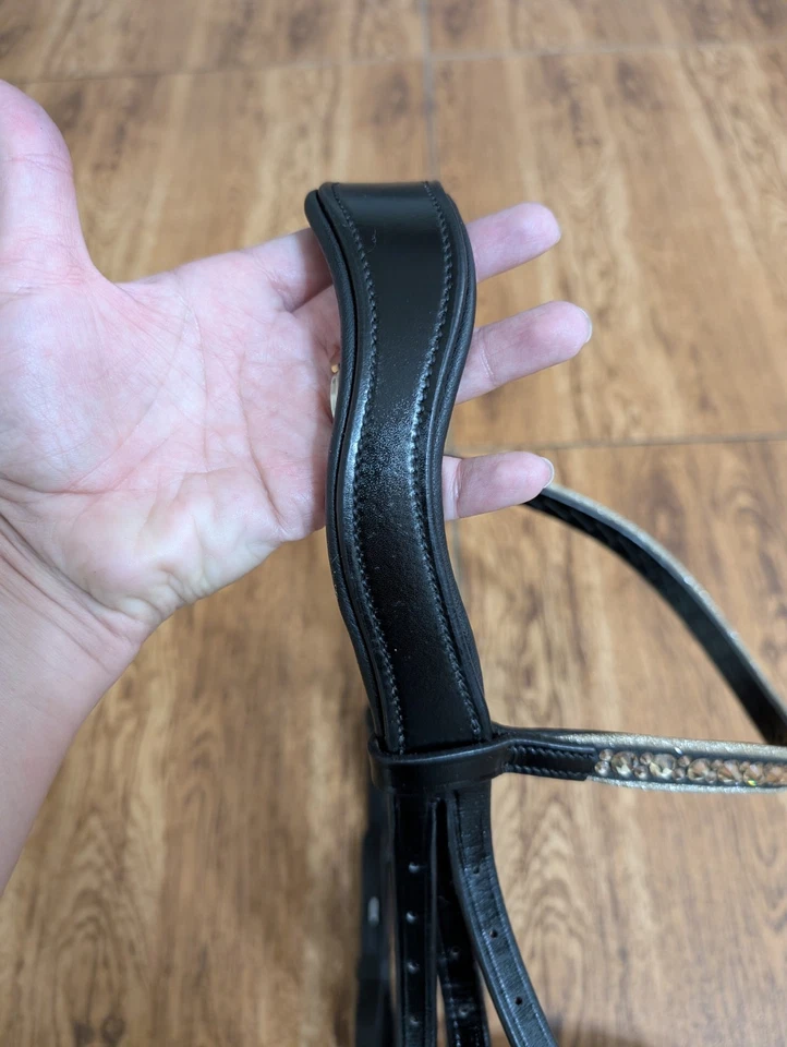 Dressage Bridle Full/Cob Black Leather  With Cotton Reins - Image 3 of 4