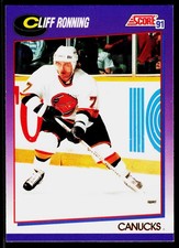 Cliff Ronning, 1991-92 Score American, #212, Vancouver Canucks,