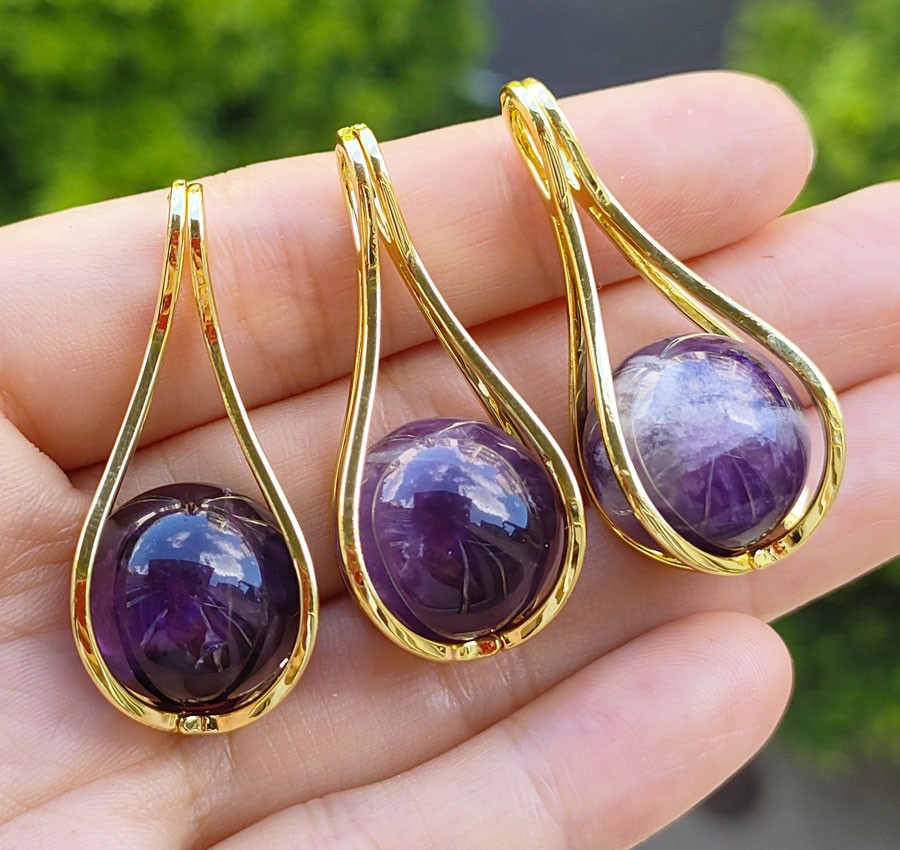 10pcs Amethyst Gems stone Pendants Magic Reiki Healing Amulet
