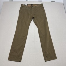 Image of Hugo Boss Chinos Mens W32 L30 Khaki Green Slim Fit Stretch Trousers New