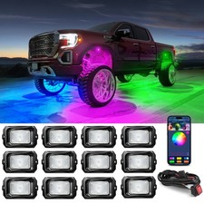 MICTUNING C2 RGB-IC LED Rock Lights APP - 12 Pods LED Underglow Neon Light Kit