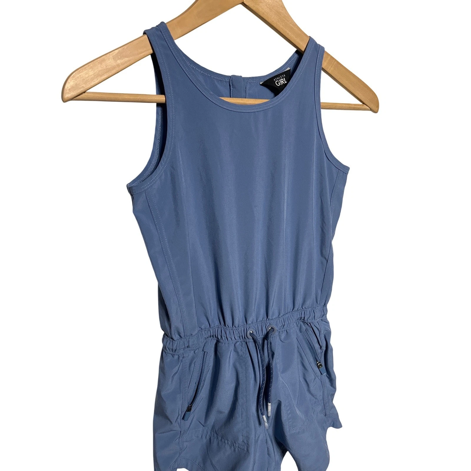 Athleta Girl On The Go Romper Jumpsuit Swept Away Blue Size M 8-10 Retail: $58