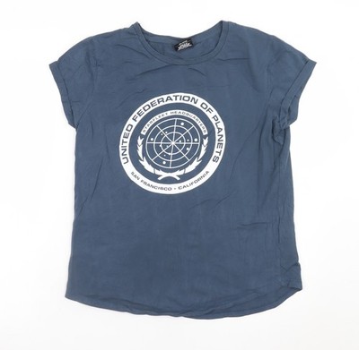 Last Exit To Nowhere Herren T-Shirt blau Star Trek Logo Baumwolle Gr. L