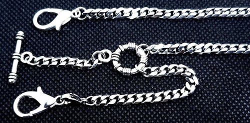 Very Strong Stainless Steel Pocket Watch Chain With Lobster Extension.