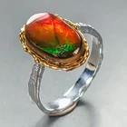 Vintage ring 8 ct+ Natural Ammolite Ring 925 Sterling Silver Size 7 /R467538