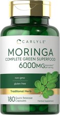 Carlyle Moringa Oleifera Supplement  180 Capsules  Complete Green Superfood fo
