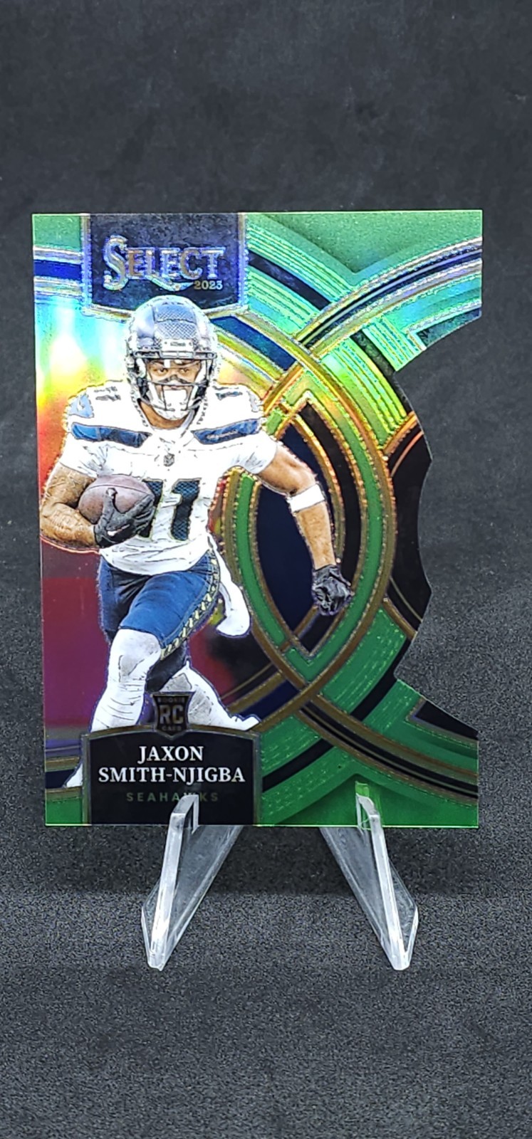 2023 SELECT PREMIER LEVEL NEON GREEN DIE CUT JAXON SMITH-NJIGBA 286/499 RC #174