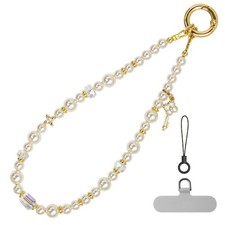 Designed Pearl Beaded Phone Charm Wrist Strap, Handmade Anti-Theft Bracelet S...