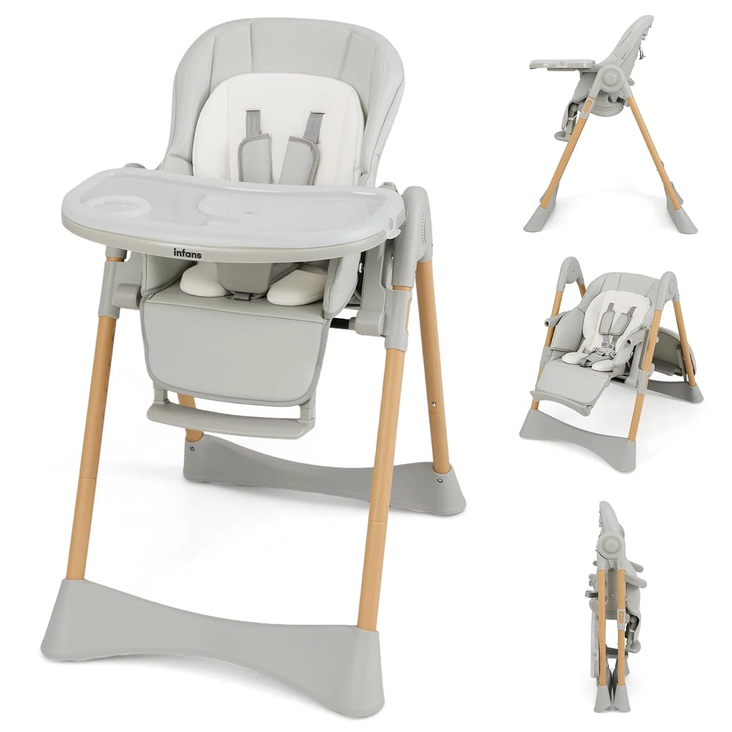 Baby High Chair, High Chairs for Babies & Toddlers with Adjustable Height Backre