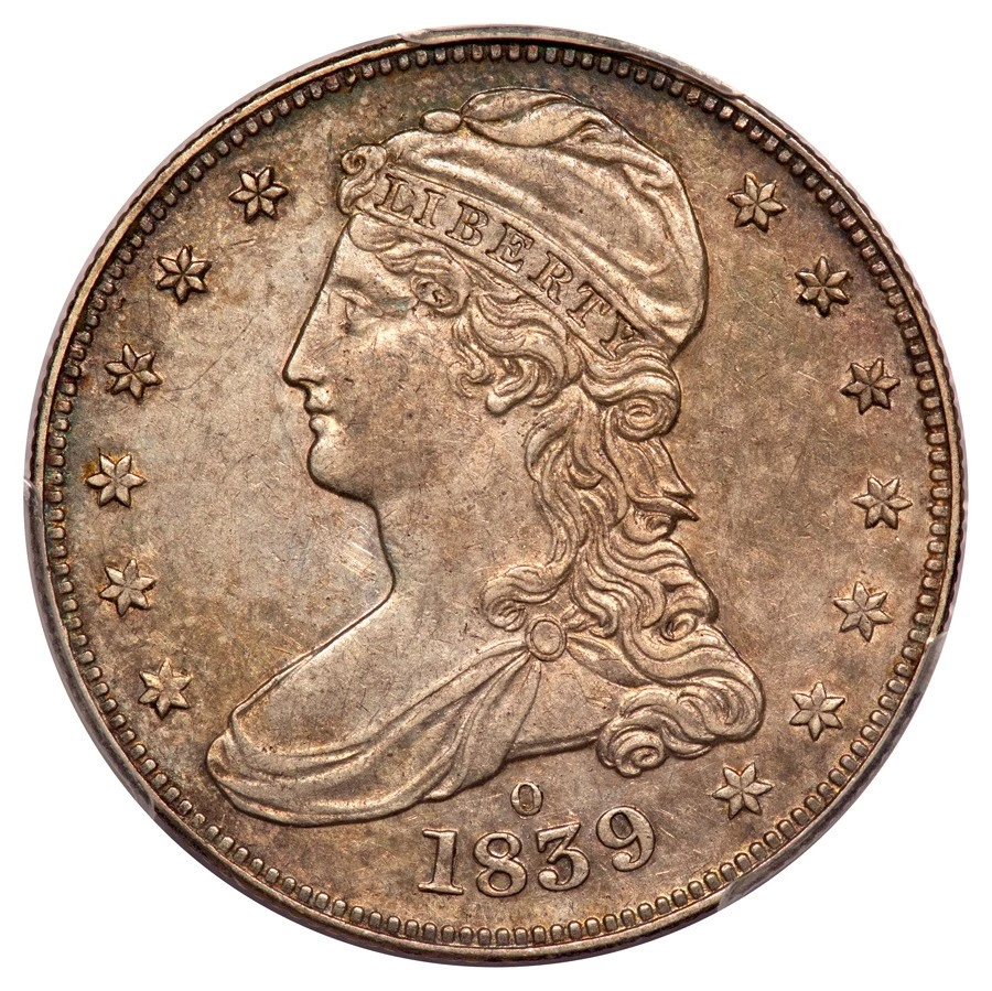 1839-O 50C Capped Bust Half Dollar HALF DOL. on Rev PCGS AU50