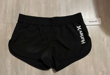 NWT Hurley Women Dolphin Hem Running Shorts Elastic Waist Swim Beach Gym M