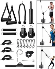 Weight Pulley System for Home Gym, Upgraded Cable Pulley Attachments for Gara...