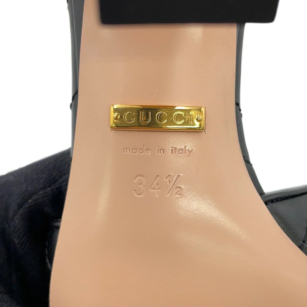 GUCCI Sandals GG Marmont Mule Leather Women's Size 34 1/2 674839 GUCCI Shoes Bla thumbnail 12