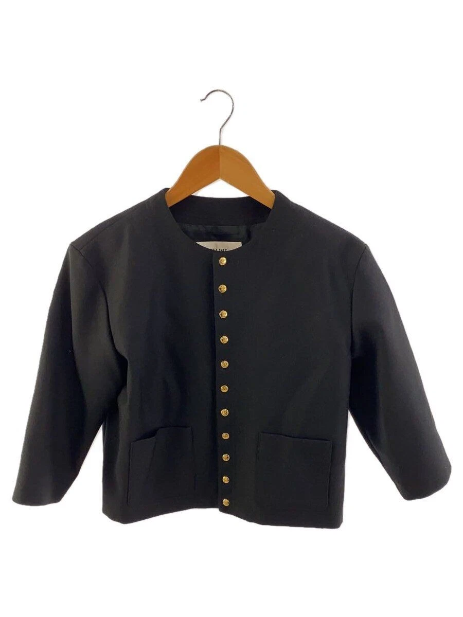 Giacca CELINE altra senza colletto 34 lana nera tinta unita 2B798523K usata