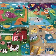 Four Frame Tray Puzzles Chuckle & Roar 12-24 PCS Animals Dinos Zoo Farm Jungle