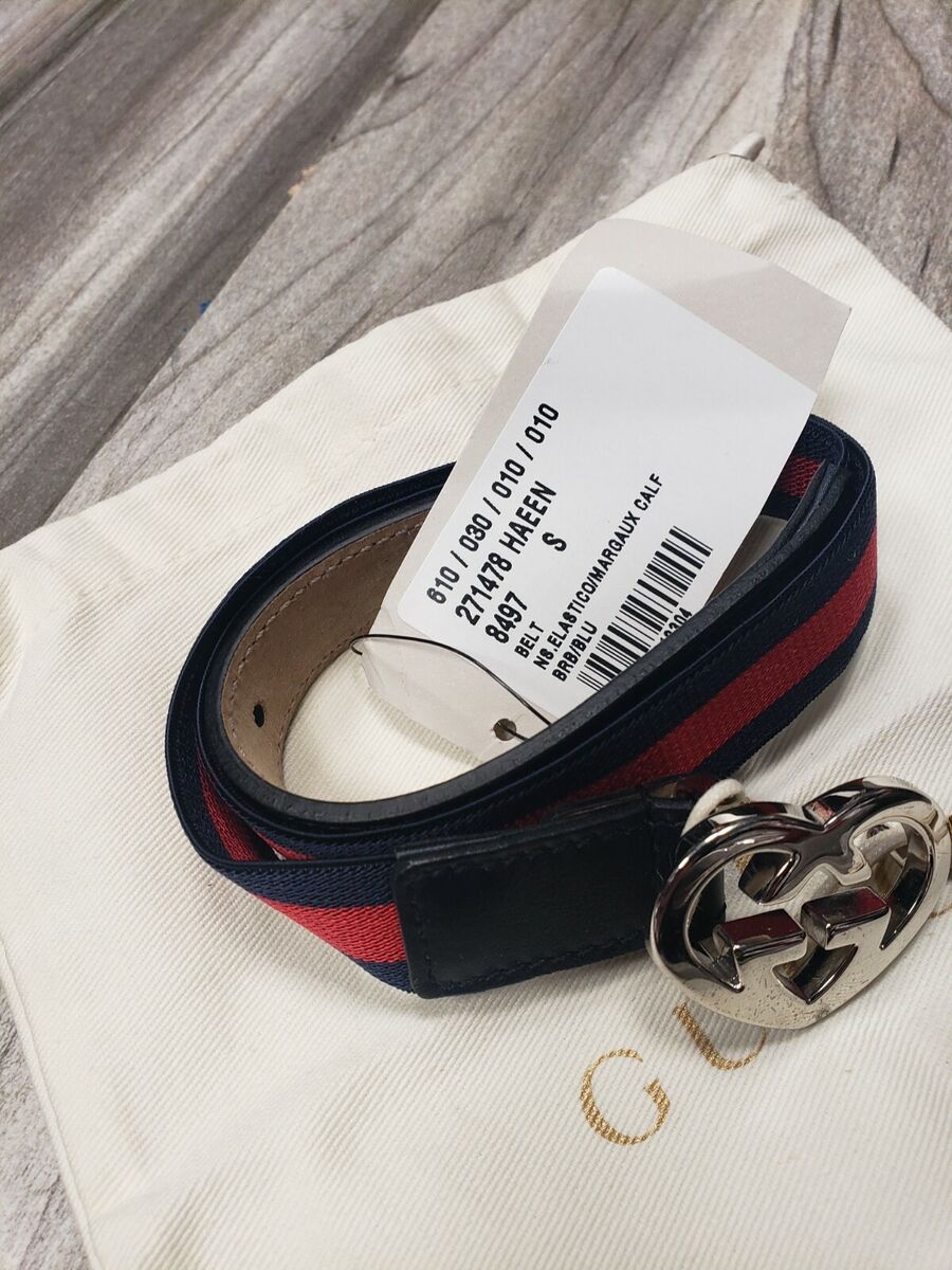 NWT NEW Gucci girls blue red web belt heart buckle S M NWT NEW Gucci girls blue red web belt heart buckle S M
