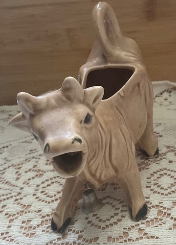 Vintage Ceramic Cow Creamer with Bell – Country Farmhouse Decor Antique Farm - Picture 2 of 4