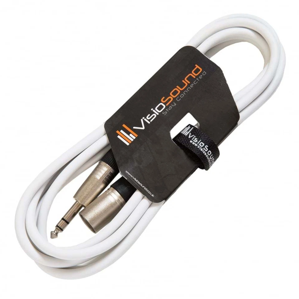 Câble XLR mâle à jack TRS stéréo 6,35mm / Câble signal équilibré / 3m Blanc