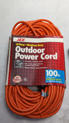 100FT ACE Outdoor Medium Duty Power Cord 16 Gauge with extra 6FT 3-way cord - Picture 2 of 5