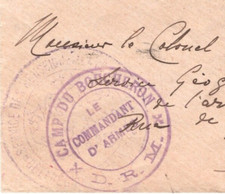 France Colonies MOROCCO Cover Military Super *CAMP DU BOUCHERON* Paris 1910 KS14