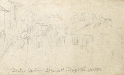 Attrib. Daniel Maclise Anon. Zeichnung 19. Jh. Lord Morpeth spricht Kurfürsten an