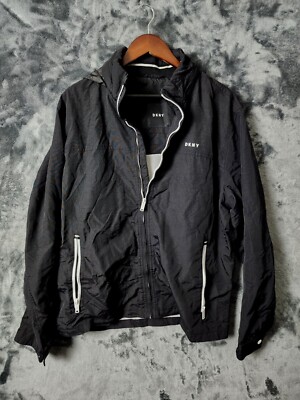 DKNY Men's Black Winter Rain Jacket Water Resistant XL Athletic Jacket 