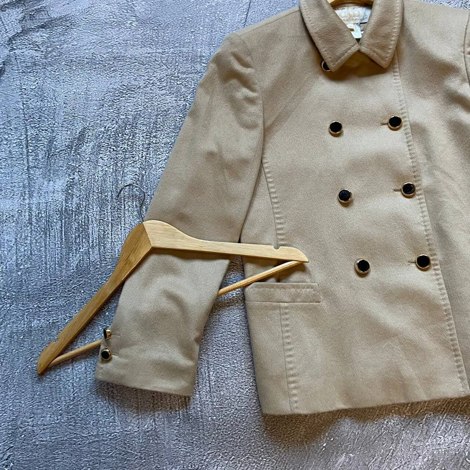 Rare Escada Margaretha Ley Coat Women EU 36 Blazer Angora Wool Beige Germany - Image 3 of 4