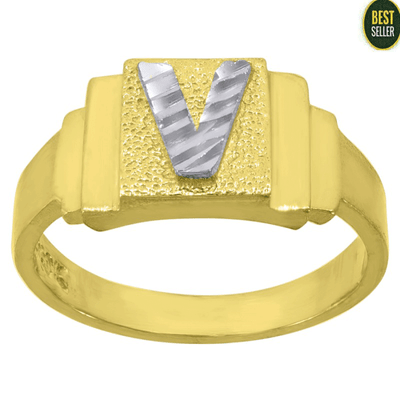 New Solid 10kt Yellow Or White Gold Initial Alphabet V Fashion Mens Womens Ring Ebay