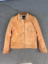 HIGH LARGE LEATHERS Type 1st Horse Hide Leather Jacket 38 Size Beige