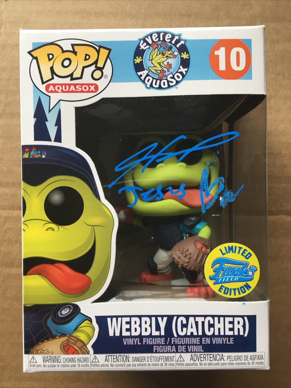 Harry Ford Firmado Funko Webbly Catcher Funko Field Exclusivo Aquasox Autografiado