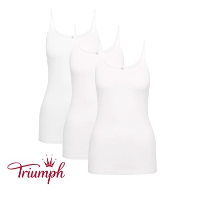 TRIUMPH Damen Spaghetti-Top Unterhemd Katia schmale Träger Baumwolle 3 Stück