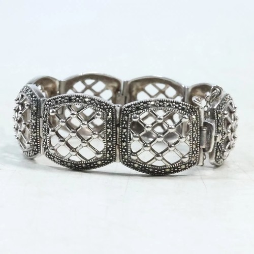 .925 Sterling Silber und Markasiten 8-Panel Korbgeflecht Design - Bild 8 von 10