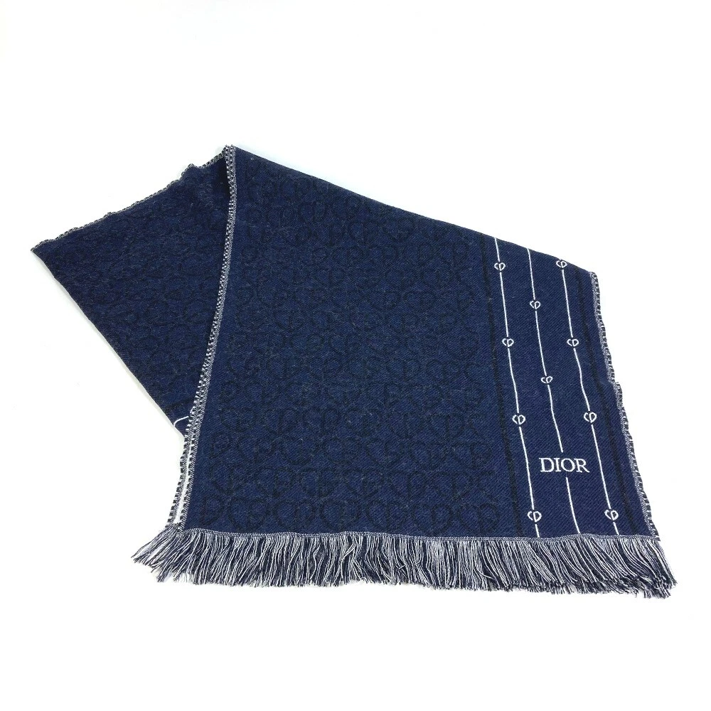 INUTILISÉ Dior 21P0001A0606 frange écharpe cœur logo écharpe laine marine