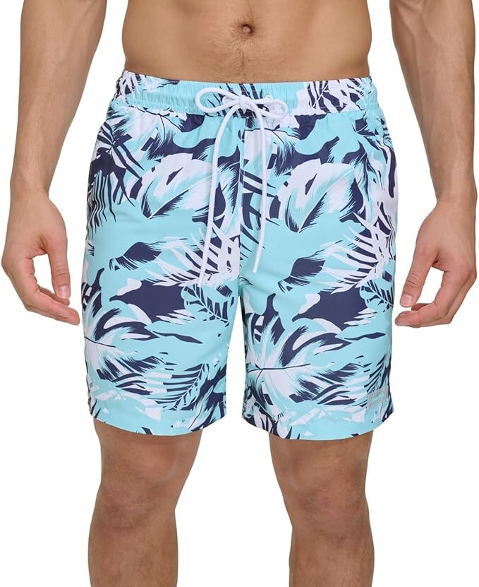 Мужские плавки Calvin Klein Regular fit Swim Trunk 75 по внутреннему шву синий в цветочек XXL 5590₽