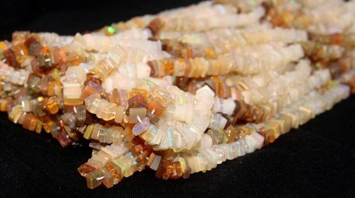 Best Quality 16" Long Ethiopian Opal Smooth Heishi Beads Size 5-6 mm Gemstone - Picture 3 of 7