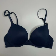 NWOT Maidenform Push Up Bra 36B Satin Blue Padded Cups Underwire 0972 Adjustable
