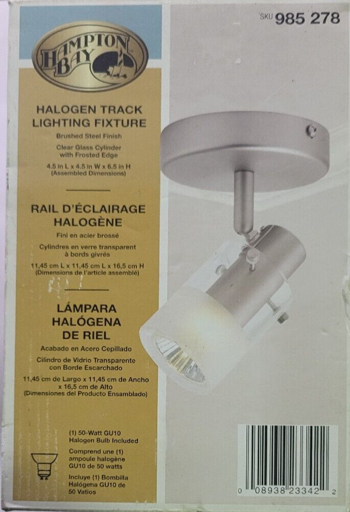 Hampton Bay 1-Light Brushed Steel Track Lighting Ceiling Fixture