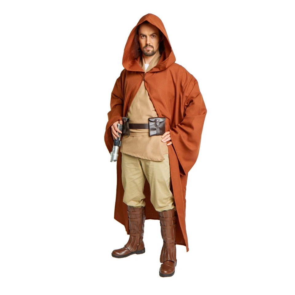 JEDI Obi Wan Wizard Costume STAR WARS CLOAK MONK Adult Robe Chocolate Brown - Image 2 of 4