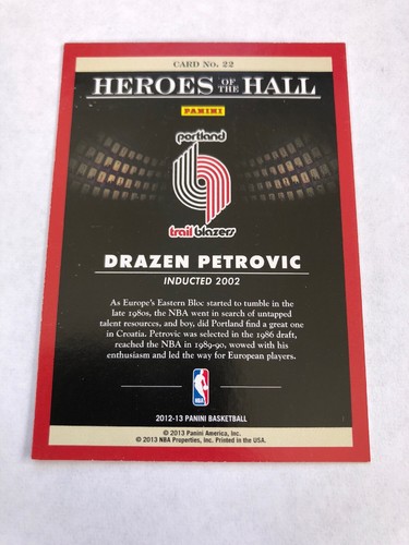 2012-13 Panini Drazen Petrovic #22 Heroes Of The Hall - Picture 2 of 3