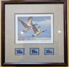 Signed & Numbered  1987 State West Virginia  Canada Geese $5 Stamp & Print Set