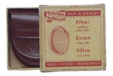 Rolleiflex HellBlau blue twin lens reflex camera filter cased box ECRAN Rollei