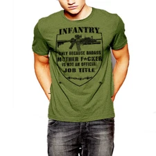 Military T-Shirt Army Navy Machine Gunner Sniper Paratrooper Infantry